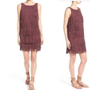 Olivia Palermo Chelsea 28 suede fringe mini dress